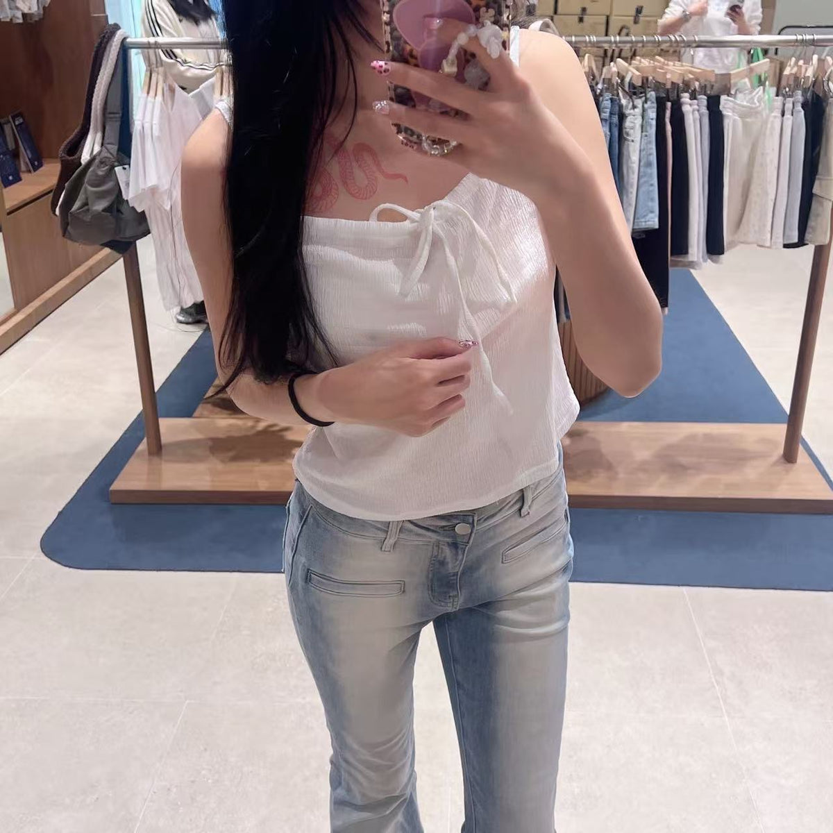 韓國 Marithe Francois Girbaud W Crinkle Sleeveless + Cardigan Set【MD282】