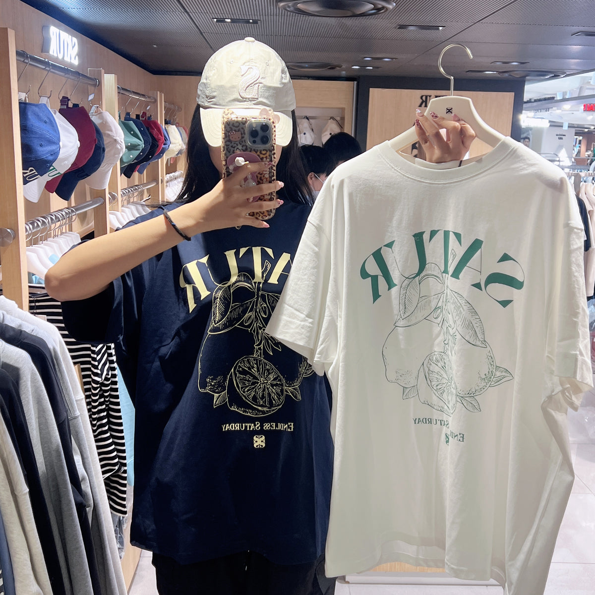 韓國 Satur Capri Citron Drawing Summer Graphic Short Sleeve T-shirt【SR371】
