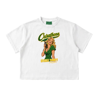 Crisathena 1950s Sparkle Today Crop T-Shirt【SM1840】
