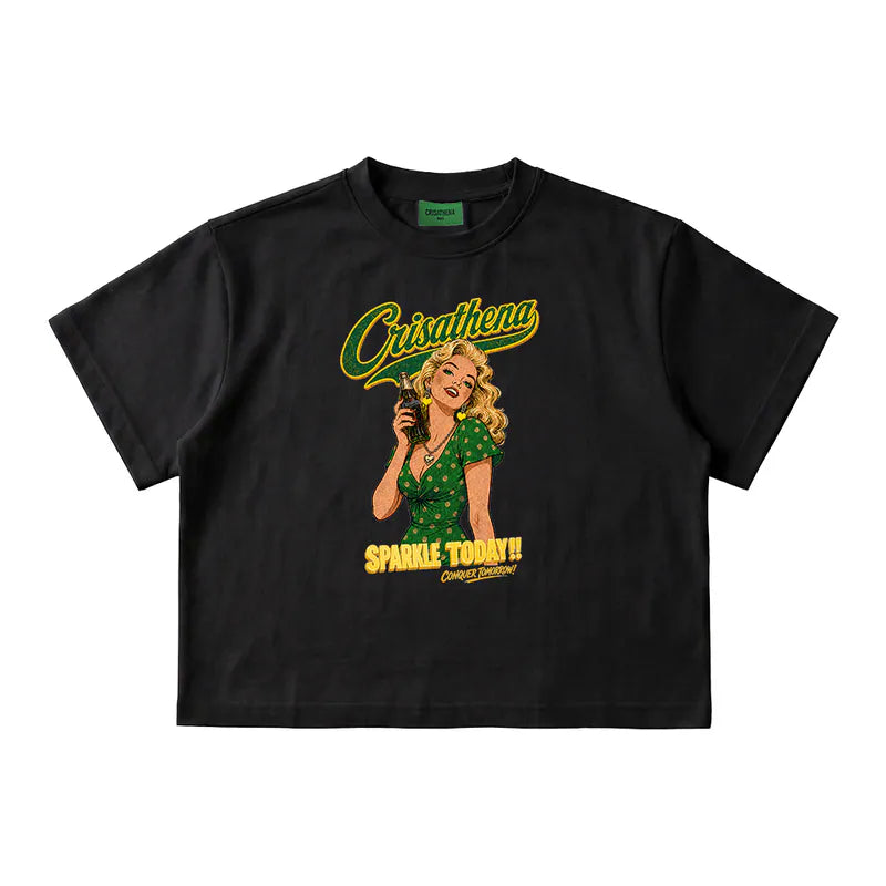 Crisathena 1950s Sparkle Today Crop T-Shirt【SM1840】