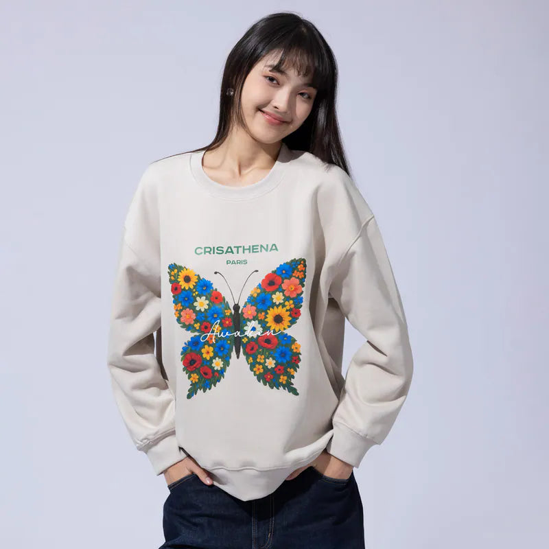 Crisathena Flowers Butterfly Sweatshirt【SM848】