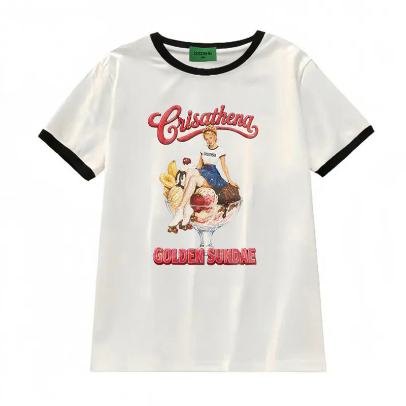 Crisathena 1950s Golden Sundae T-Shirt【SM1842】