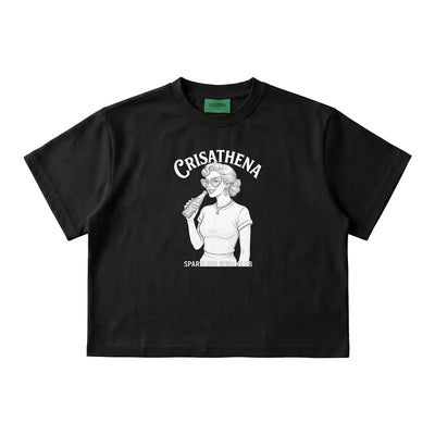 Crisathena 1950s Soda Club Sketch Crop T-Shirt【SM1841】