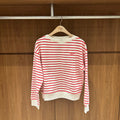 韓國 Marithe Francois Girbaud W Stripe Boatneck Crop Sweatshirt【MD178】