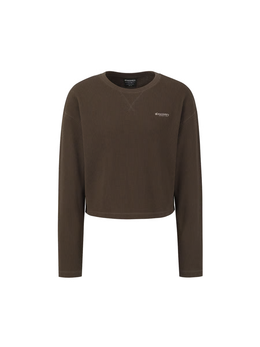 韓國 Discovery Women's Waffle Long Sleeve Tee【DY403】