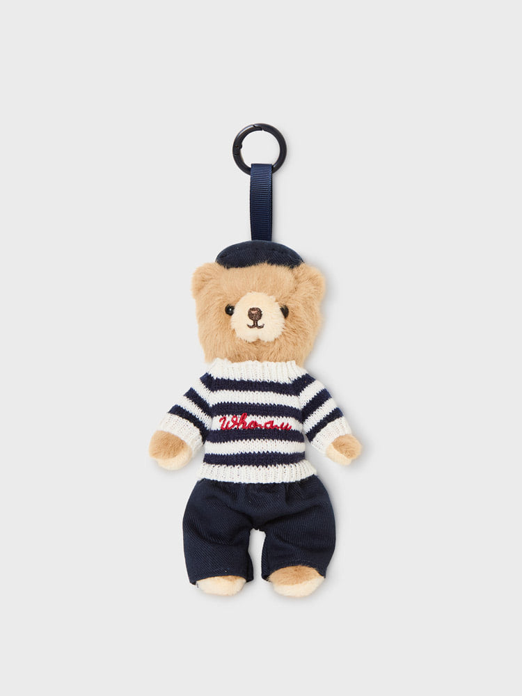韓國 WhoAU Fluffy Bear Stripe Keyring【WA083】