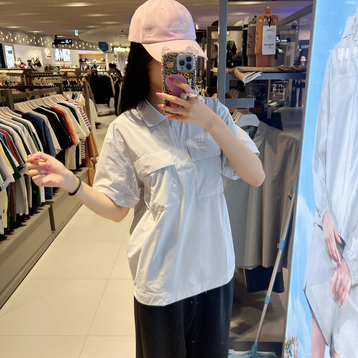 韓國 National Geographic Air Secker Half-Zip Short Sleeve Collared Shirt【NG951】