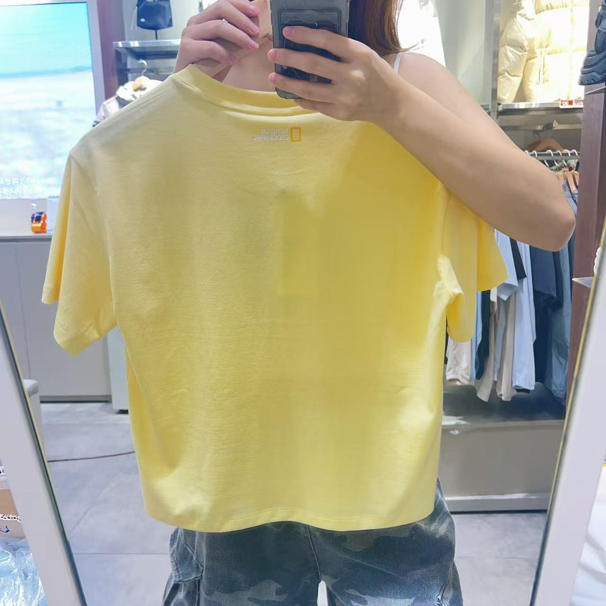 韓國 National Geographic 女款 Women's Caster Logo Semi-Oversized Semi-Crop Short Sleeve【NG980】