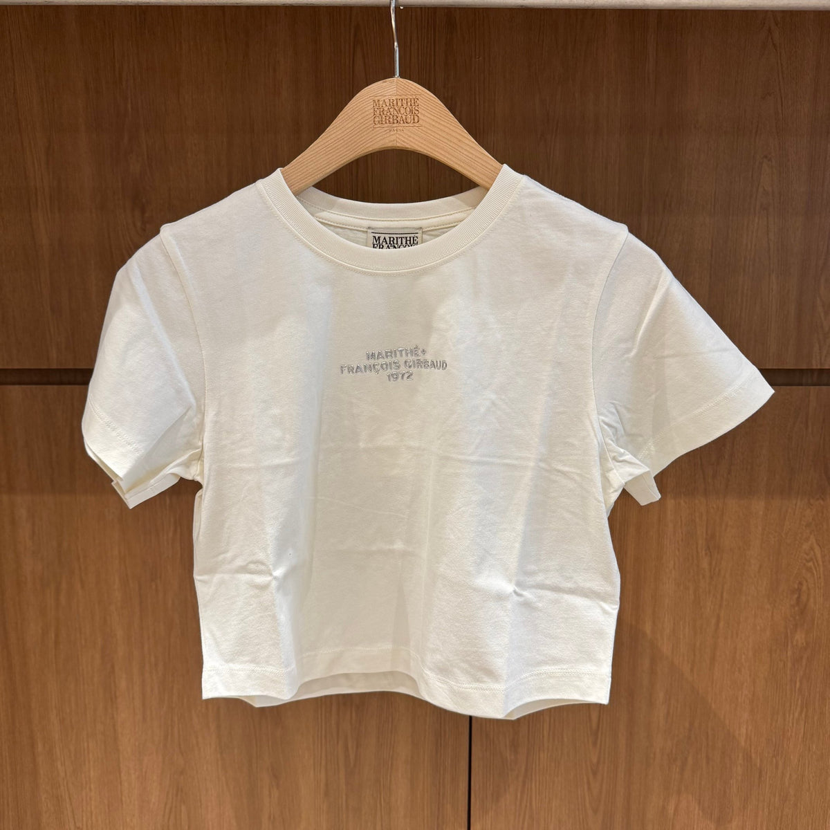 韓國 Marithe Francois Girbaud W Silver Lettering Crop Tee【MD303】