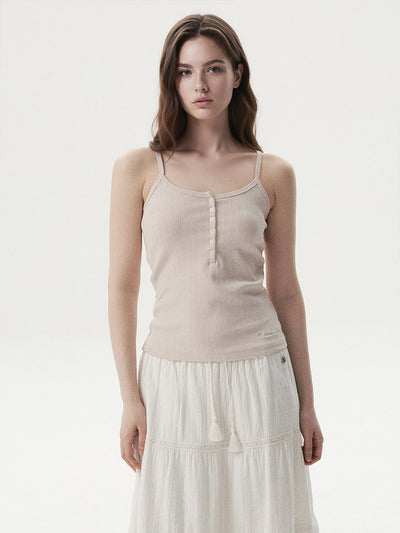 韓國 WhoAU Eyelet Henry Neck Sleeveless【WA353】