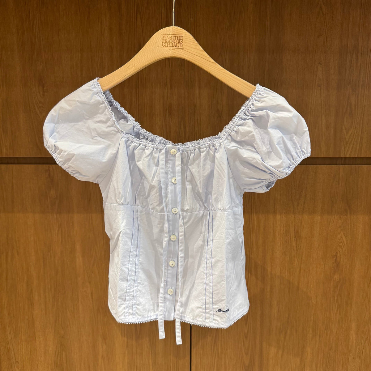 韓國 Marithe Francois Girbaud W Cap Sleeve Ribbon Blouse【MD290】