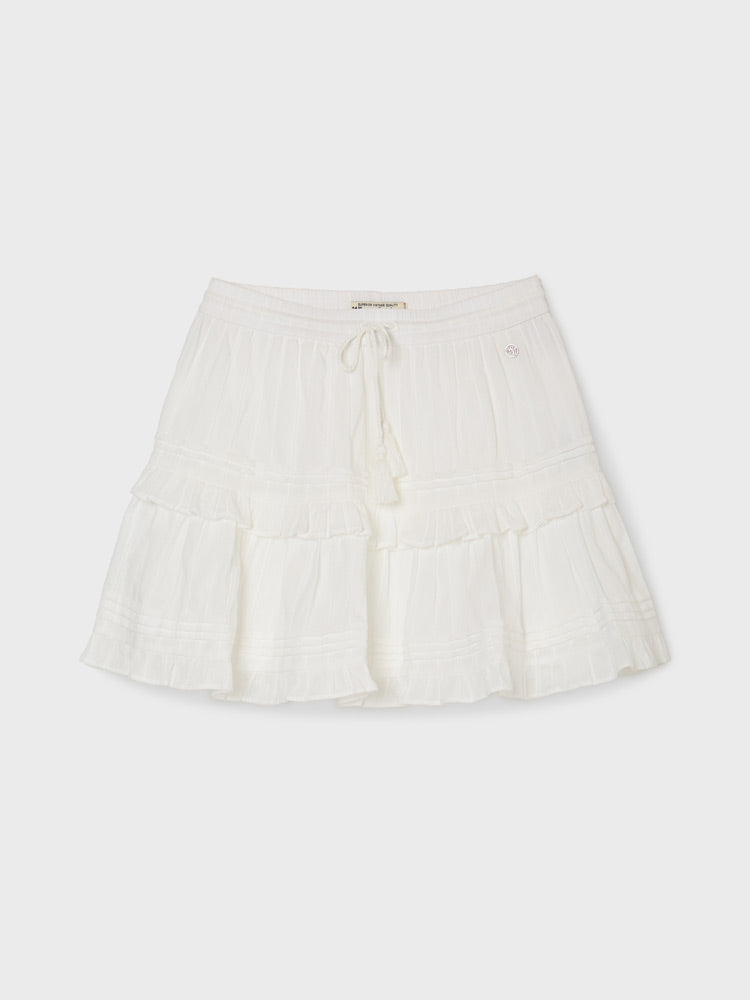 韓國 WhoAU Dobby Short Tiered Skirt【WA309】
