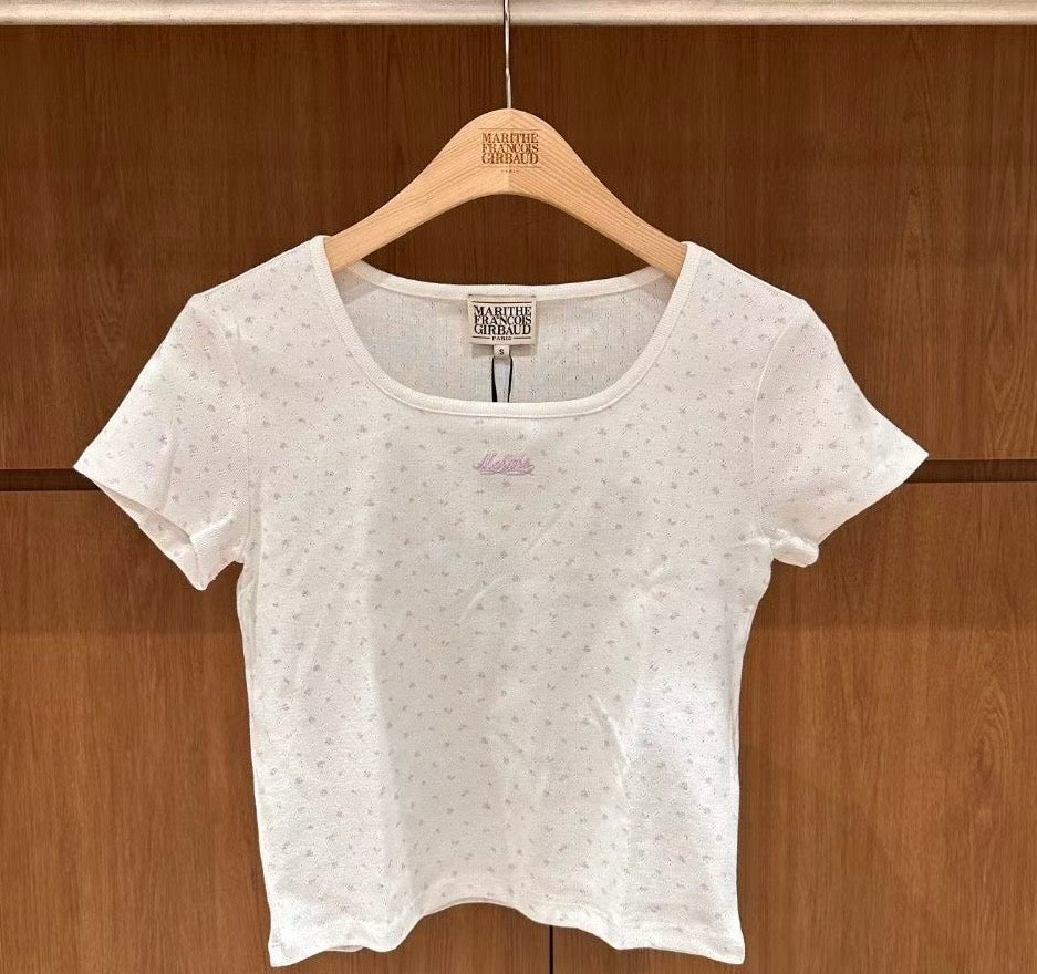 韓國 Marithe Francois Girbaud W Flower Slim Crop Tee【MD214】