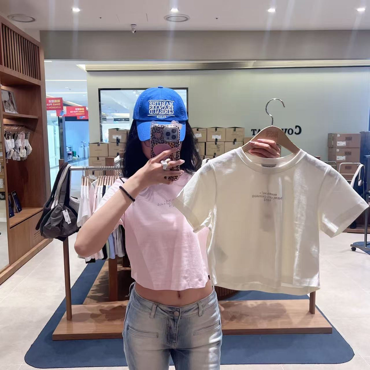 韓國 Marithe Francois Girbaud W Silver Lettering Crop Tee【MD303】