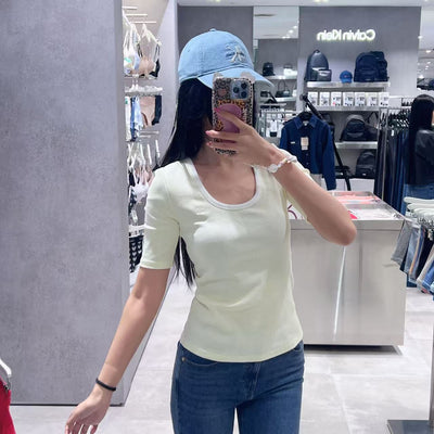 韓國 Calvin Klein Women's Baby Lip Scoop Cutout Top【SC298】