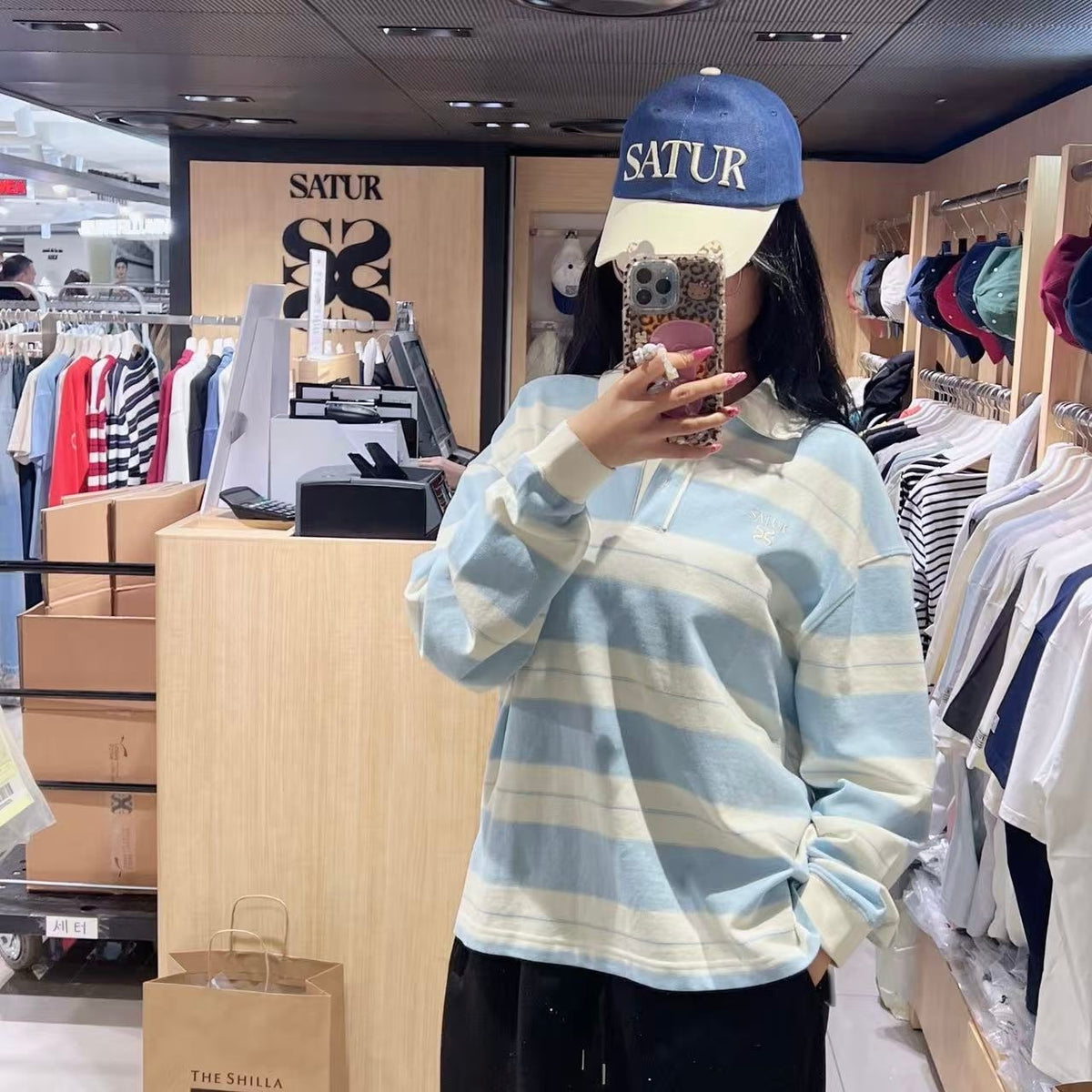 韓國 Satur Apero Stripe Pique Long Sleeve (男女同款)【SR326】