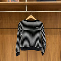 韓國 Marithe Francois Girbaud W Stripe Boatneck Crop Sweatshirt【MD178】