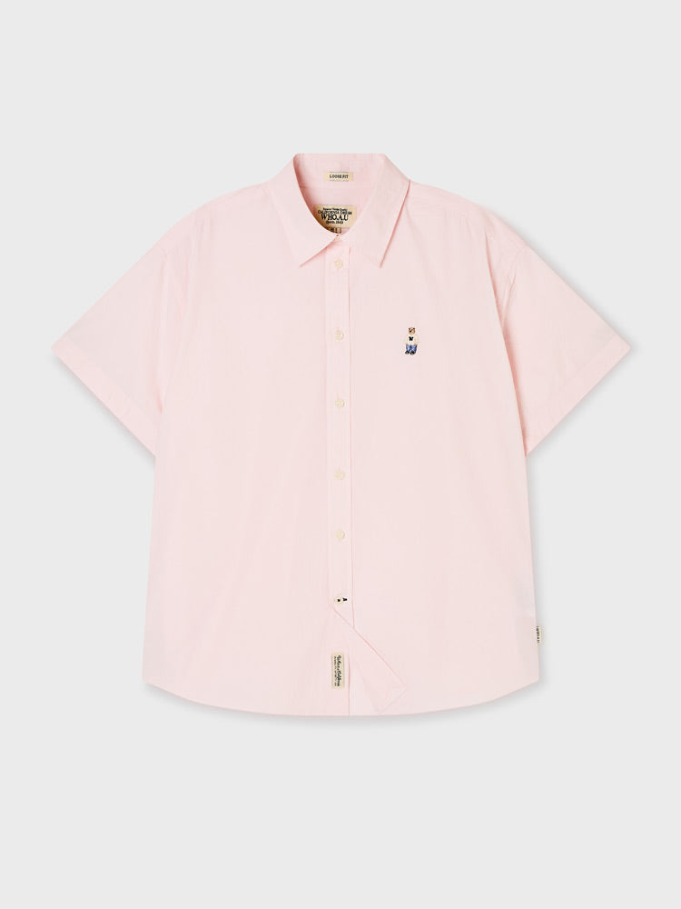 韓國 WhoAU Steve Loose Fit Short Sleeve Shirts【WA327】