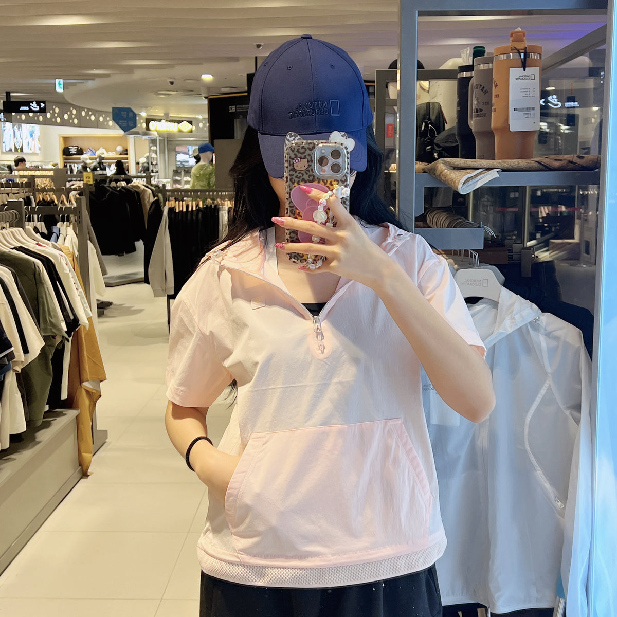 韓國 National Geographic Women's Pinet Cooling Semi-Overfit Short Sleeve Hooded Anorak【NG993】