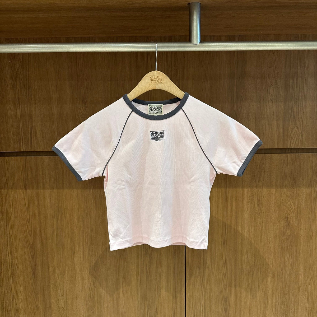 韓國 Marithe Francois Girbaud W Aerocool Small Classic Logo Ringer Slim Crop Tee【MD279】