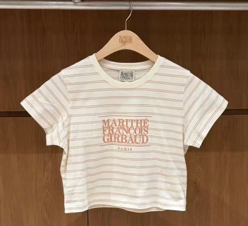韓國 Marithe Francois Girbaud W Classic Logo Crop Tee【MD149】