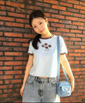 韓國 Wacky Willy Women's Ringer Graphic Crop Short Sleeve T-Shirt【WW266】