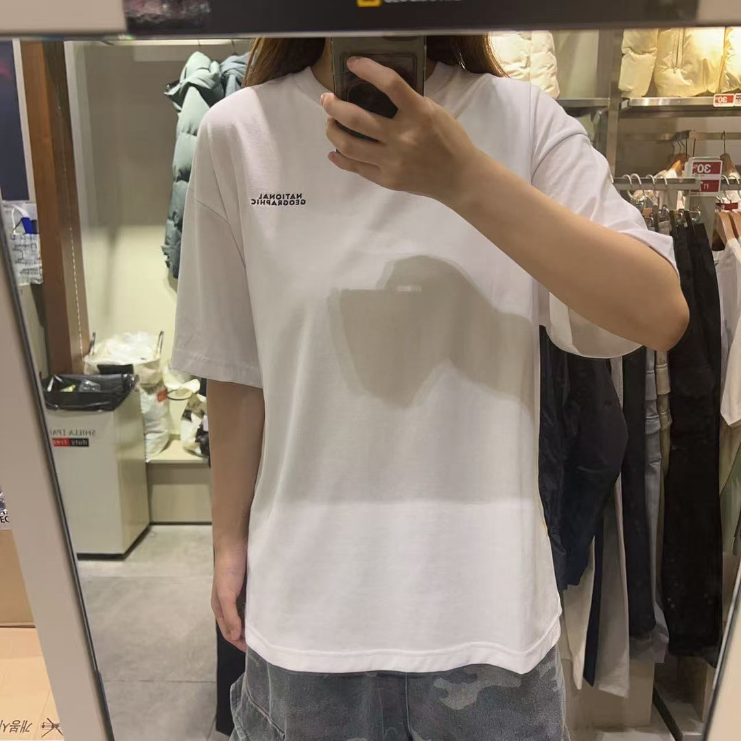 韓國 National Geographic Ratel Regen Animal Big Graphic Semi-Overfit Short Sleeve T-shirt【NG855】