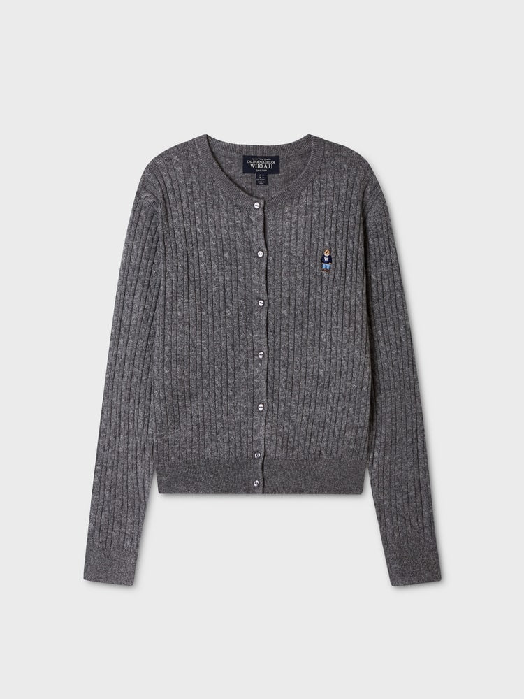 韓國 WhoAU Steve High Gauge Wool Cable Cardigan【WA092】