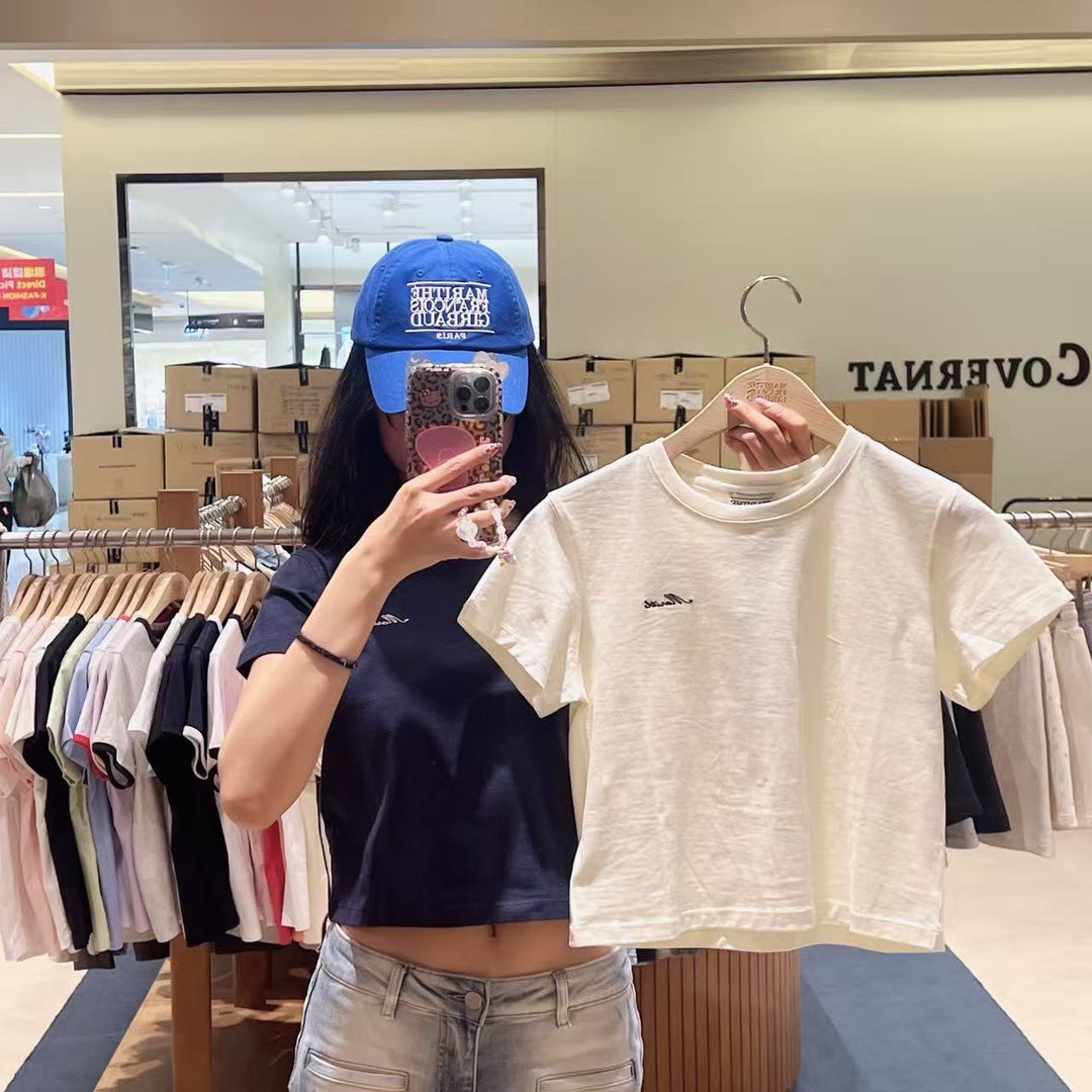 韓國 Marithe Francois Girbaud W Small Lettering Slim Crop Tee【MD299】