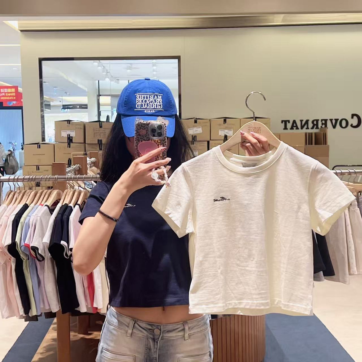 韓國 Marithe Francois Girbaud W Small Lettering Slim Crop Tee【MD299】