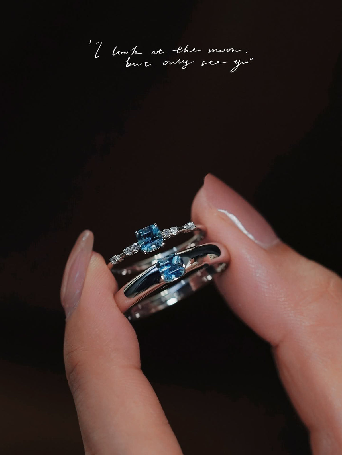 18k 金海藍寶情侶女對 (訂金$500，總售價為 $3,238)【SM2130】