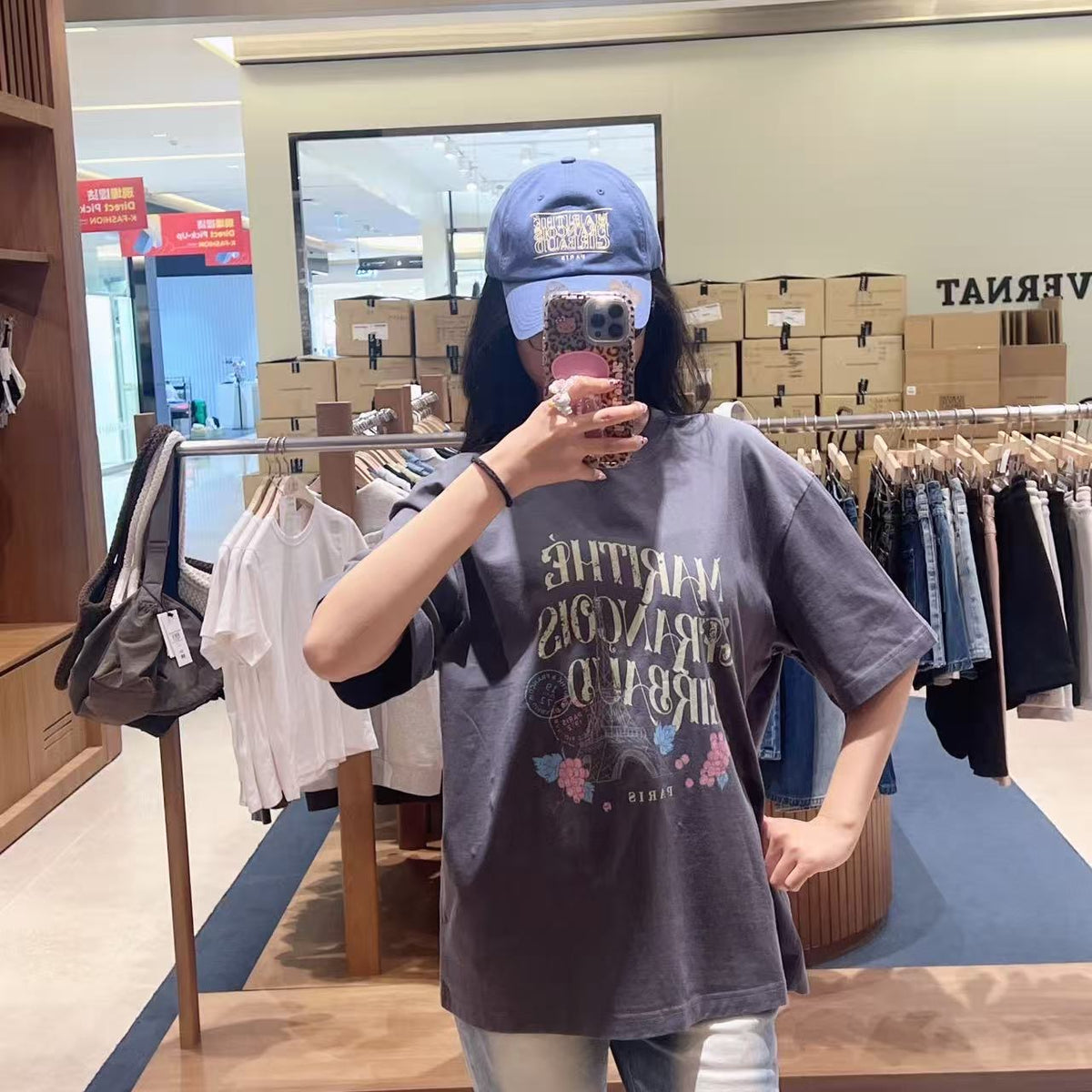 韓國 Marithe Francois Girbaud W Vintage Eiffel Tower Logo Oversized Tee【MD288】