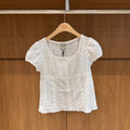 韓國 Marithe Francois Girbaud W Puff Sleeve Lace Shirt【MD293】