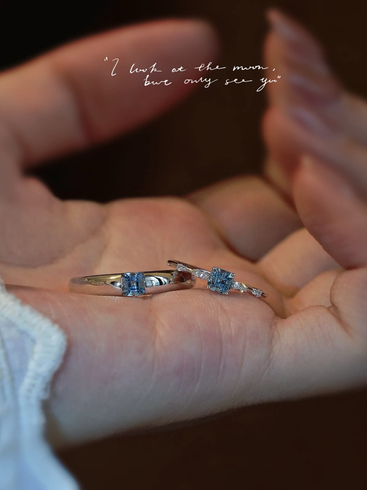 18k 金海藍寶情侶女對 (訂金$500，總售價為 $3,238)【SM2130】