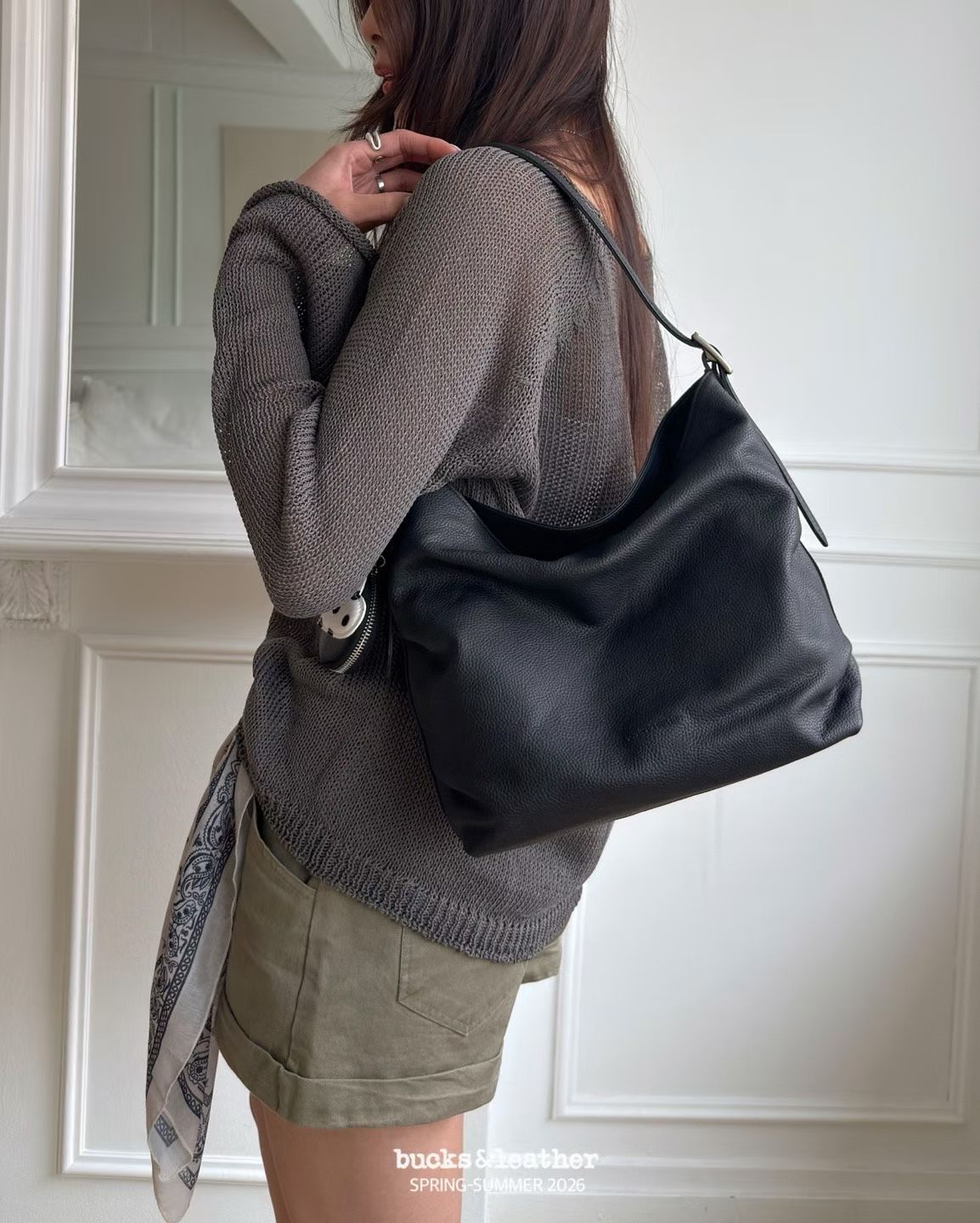 韓國 Bucks & Leather 26SS 褶皺扣飾包【SM2317】