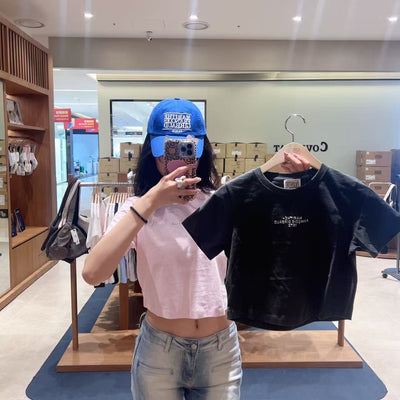 韓國 Marithe Francois Girbaud W Silver Lettering Crop Tee【MD303】