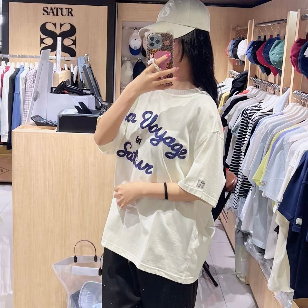 韓國 Satur Setter Logo Embroidered Voyage Short Sleeve T-shirt (男女同款)【SR340】