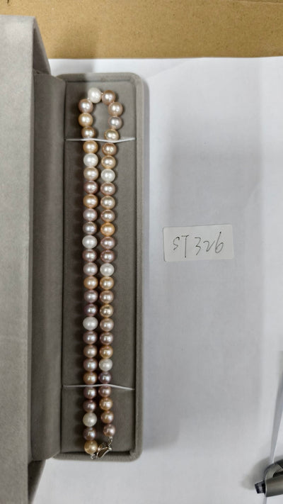 【母親節優惠 - 現 貨】8-9mm925銀扣彩色糖果珠項鍊42cm【ST326】