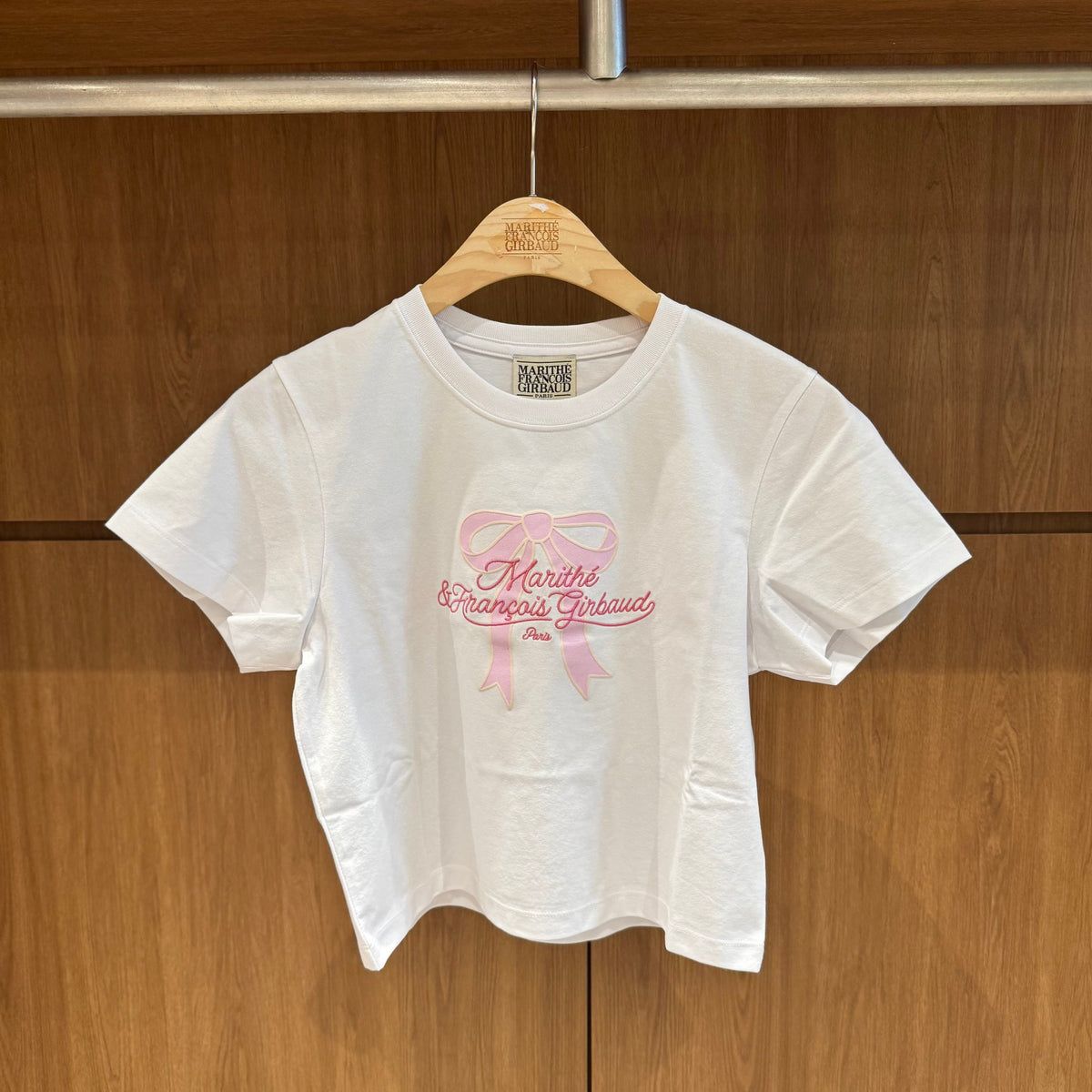韓國 Marithe Francois Girbaud W Sorona Cool Ribbon Graphic Crop Tee 【MD291】