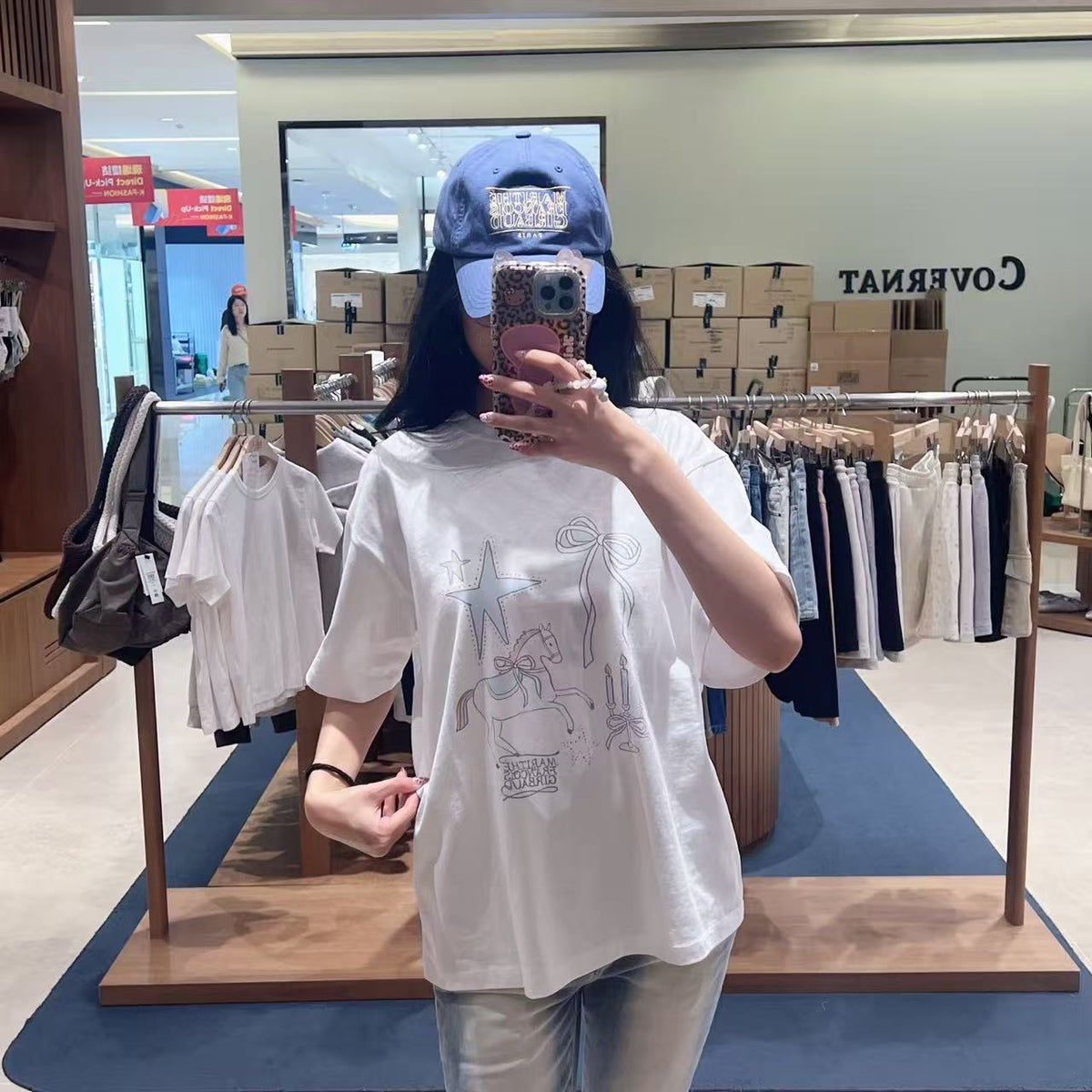 韓國 Marithe Francois Girbaud W Unicorn Graphic Oversized Tee【MD286】