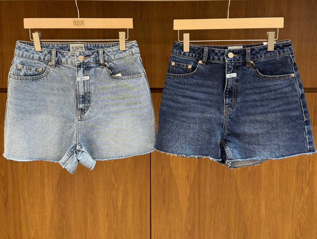 韓國 Marithe Francois Girbaud W Raw Edge Washed Denim Shorts【MD289】