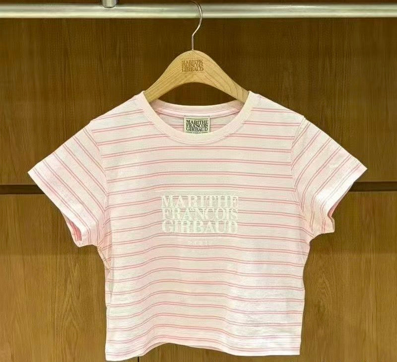 韓國 Marithe Francois Girbaud W Classic Logo Crop Tee【MD149】