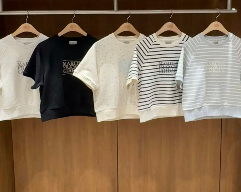 韓國 Marithe Francois Girbaud W Vintage Classic Logo Half Sweatshirt【MD207】