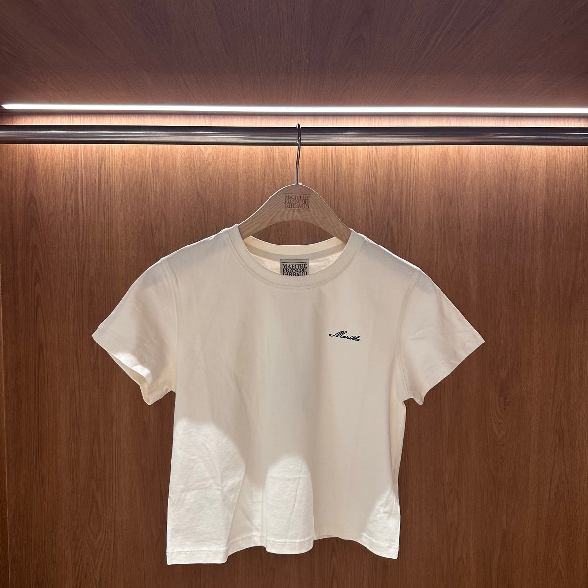 韓國 Marithe Francois Girbaud W Small Lettering Slim Crop Tee【MD299】