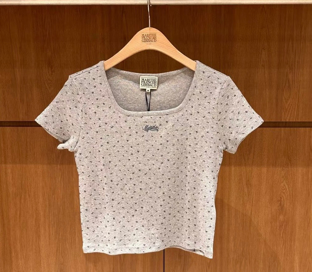 韓國 Marithe Francois Girbaud W Flower Slim Crop Tee【MD214】