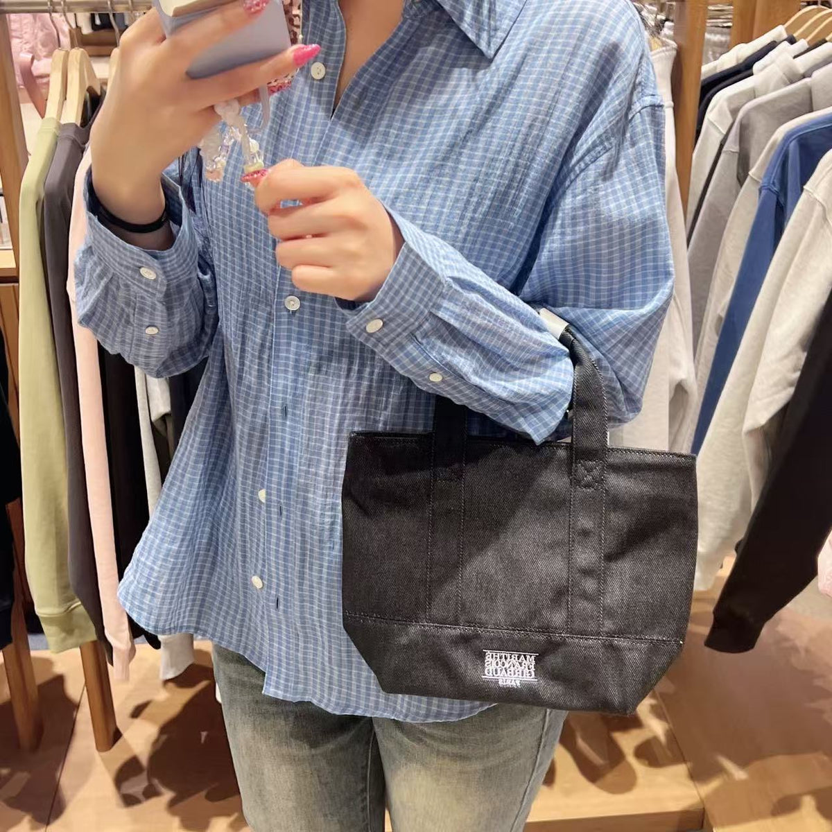 韓國 Marithe Francois Girbaud Classic Logo Embroidery Canvas Tote Bag【MD257】
