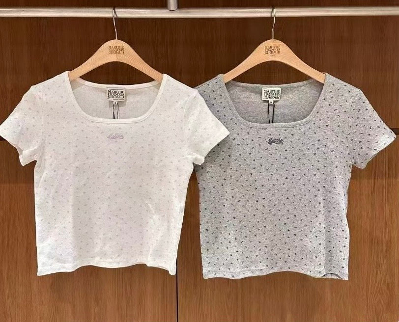 韓國 Marithe Francois Girbaud W Flower Slim Crop Tee【MD214】