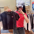 韓國 Marithe Francois Girbaud W Antique Classic Logo Slim Crop Tee【MD151】