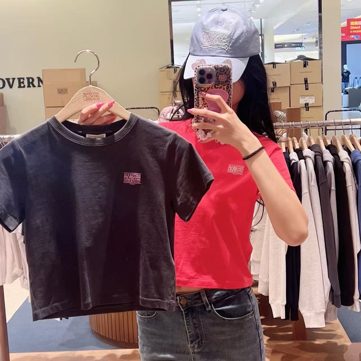 韓國 Marithe Francois Girbaud W Antique Classic Logo Slim Crop Tee【MD151】