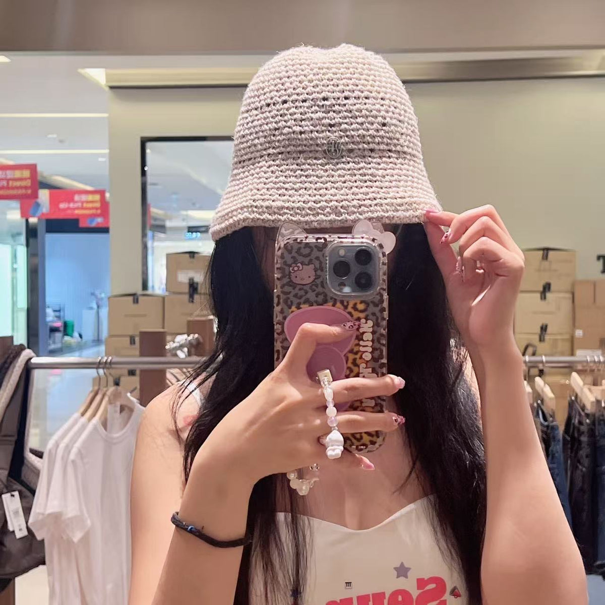韓國 Marithe Francois Girbaud Circle Logo Crochet Bucket Hat【MD280】